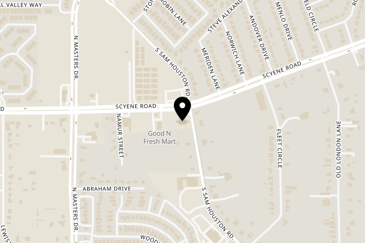 Map showing the location of Fry Daddys on 10350 Scyene Rd in Dallas